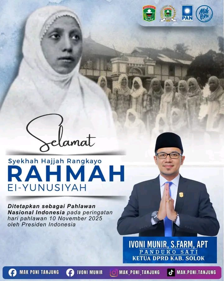 Solok Regency DPRD Chair Proud of Rahmah El Yunusiyah’s National Hero Title