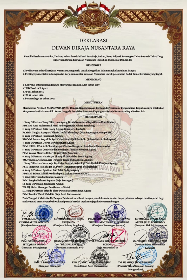 Eleven Nusantara Kingdoms Sign Great Nusantara Royal Declaration, Reinforce Unity and Cultural Dignity of the Nation