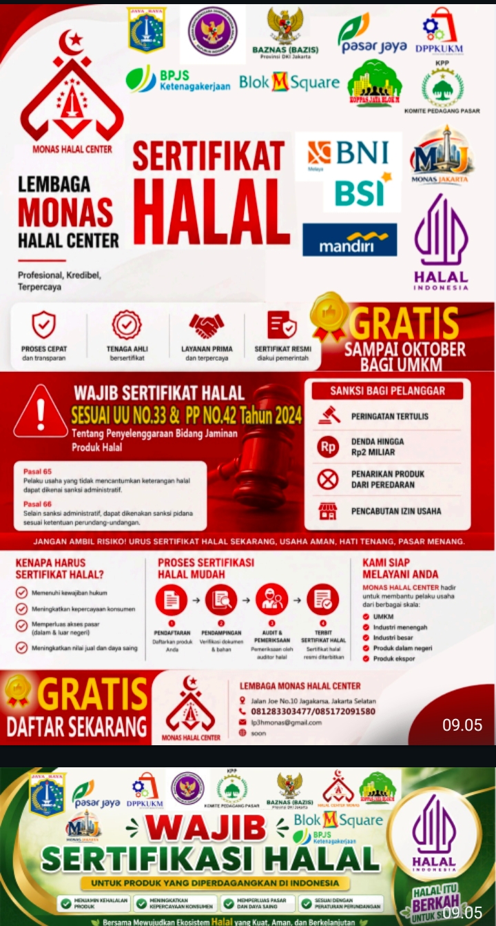 NOTE!! Monas Halal Center and KKP Jaya Blok M Successfully Hold Free Halal Certification Program for MSMEs at Blok M Square