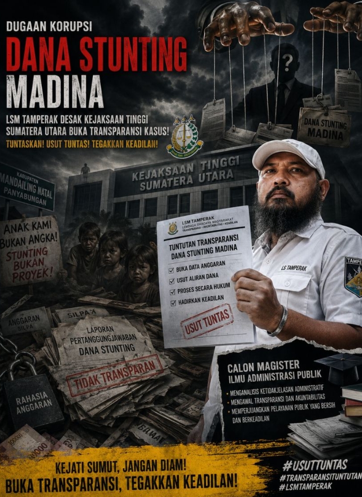 The Public Is Waiting! Tamperak Calls on North Sumatra High Prosecutor’s Office to Disclose Status of Alleged Corruption in Mandailing Natal Stunting Funds; Tamperak: This Case Must Not Be “Buried”